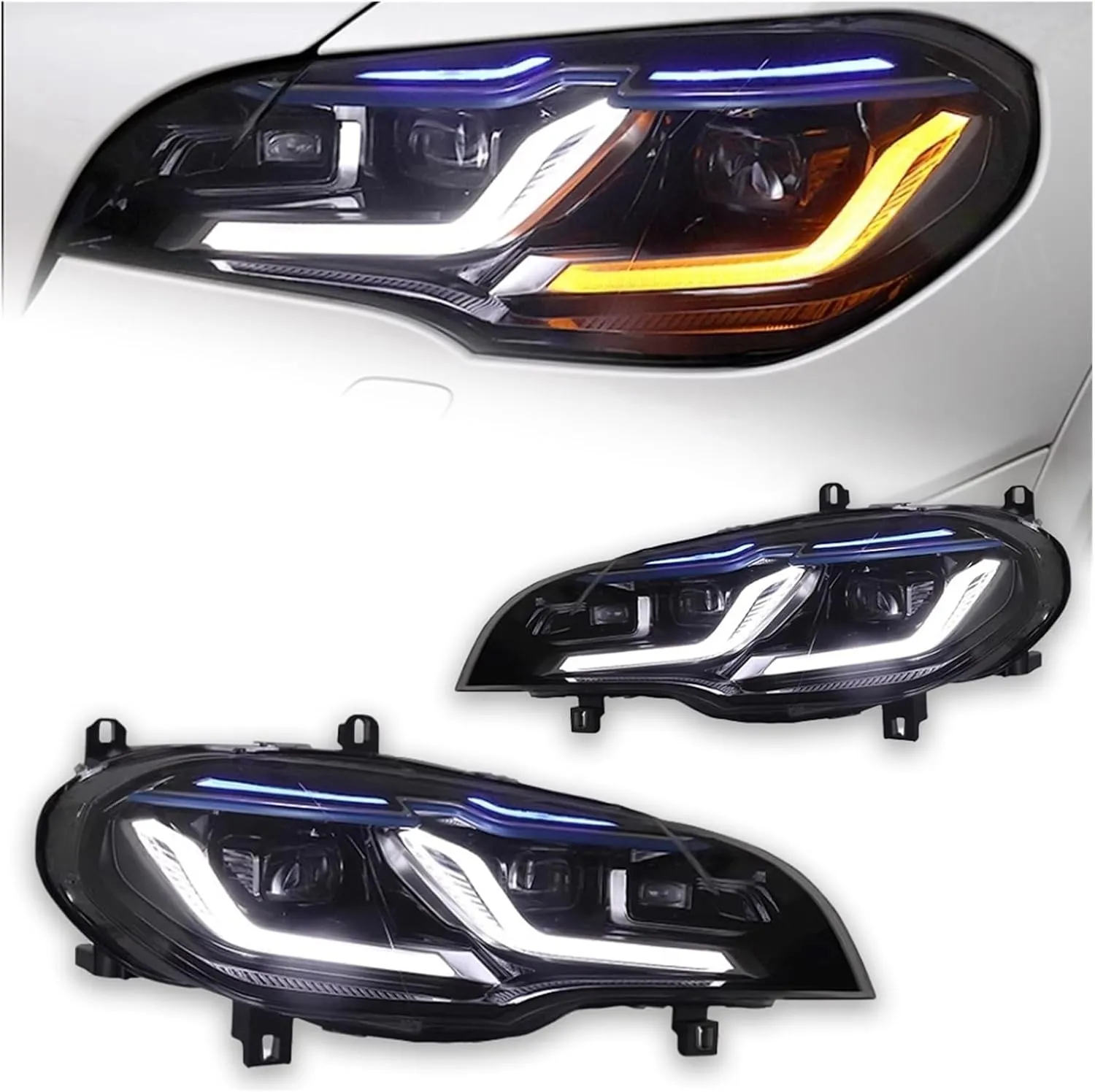Car Lights Compatible For BMW X5 E70 Headlight Projector Lens 2007-2013 Angel Eye Signal Head Lamp Automotive Accessories(For 2007-2010)