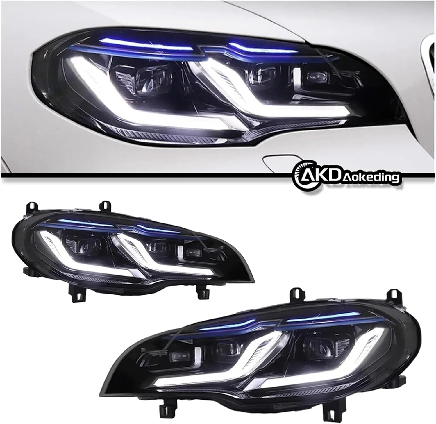 Car Lights Compatible For BMW X5 E70 Headlight Projector Lens 2007-2013 Angel Eye Signal Head Lamp Automotive Accessories(For 2007-2010)