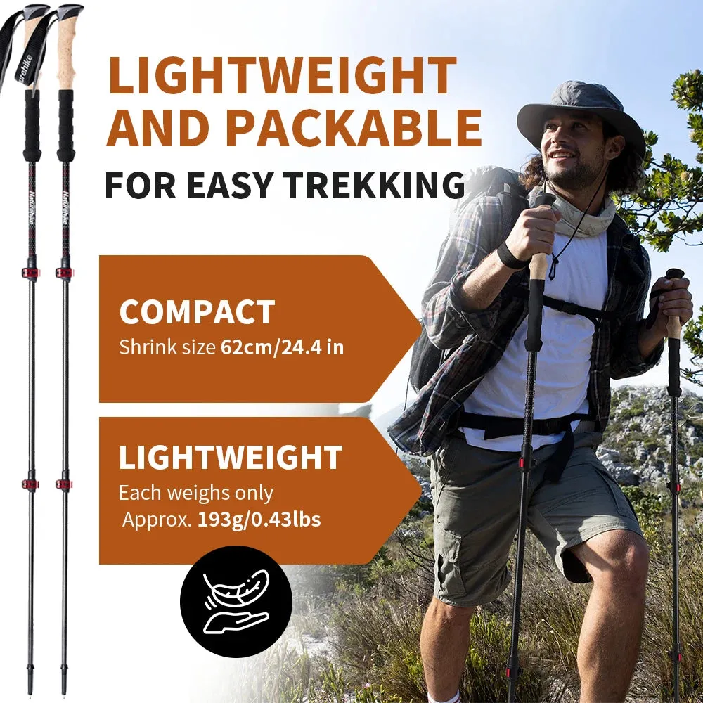 Carbon Fiber Collapsible Trekking Poles - Lightweight Telescopic Sticks for Walking, Hiking, and Climbing