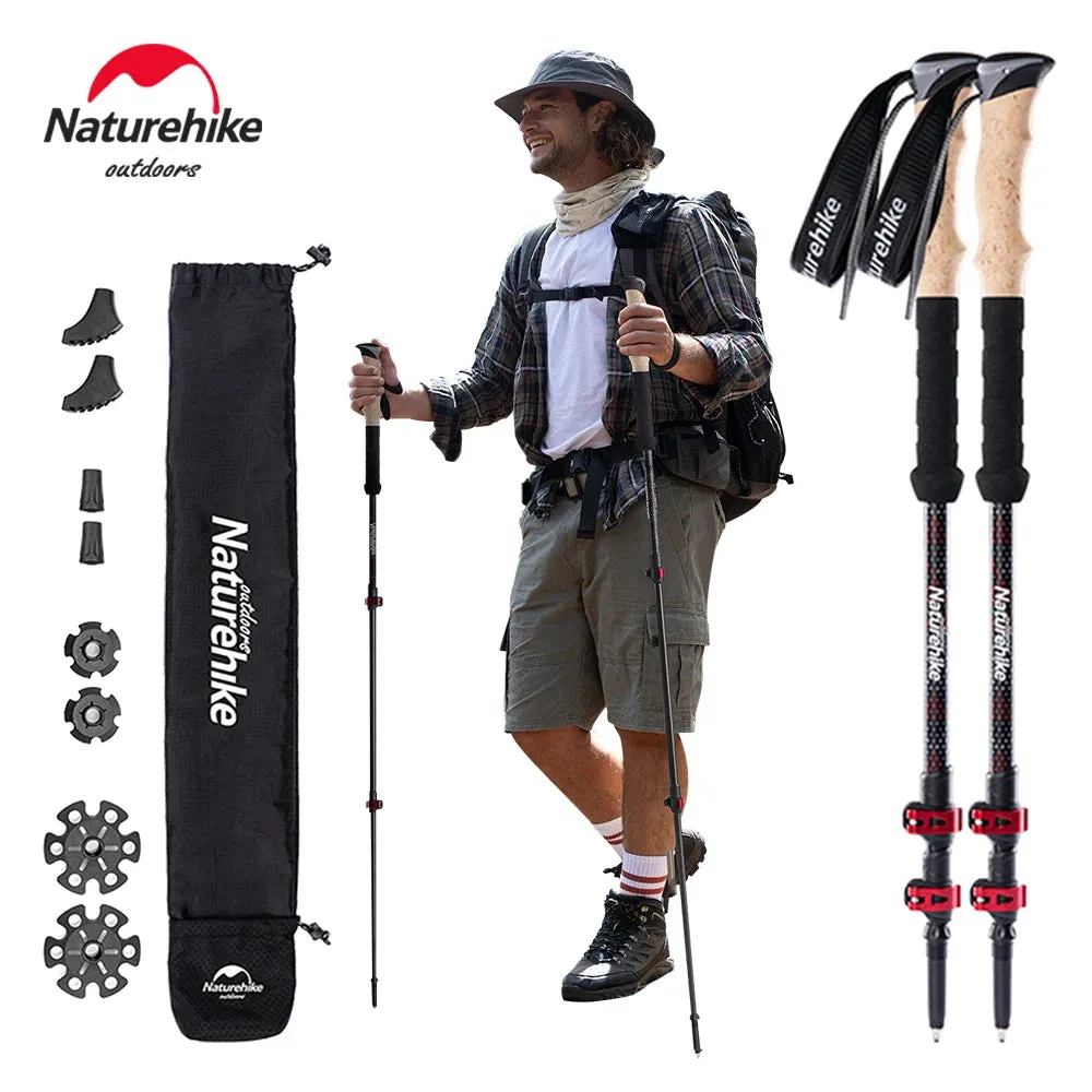 Carbon Fiber Collapsible Trekking Poles - Lightweight Telescopic Sticks for Walking, Hiking, and Climbing
