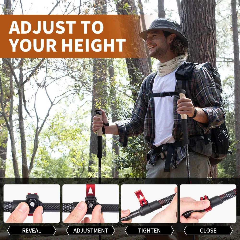 Carbon Fiber Collapsible Trekking Poles - Lightweight Telescopic Sticks for Walking, Hiking, and Climbing