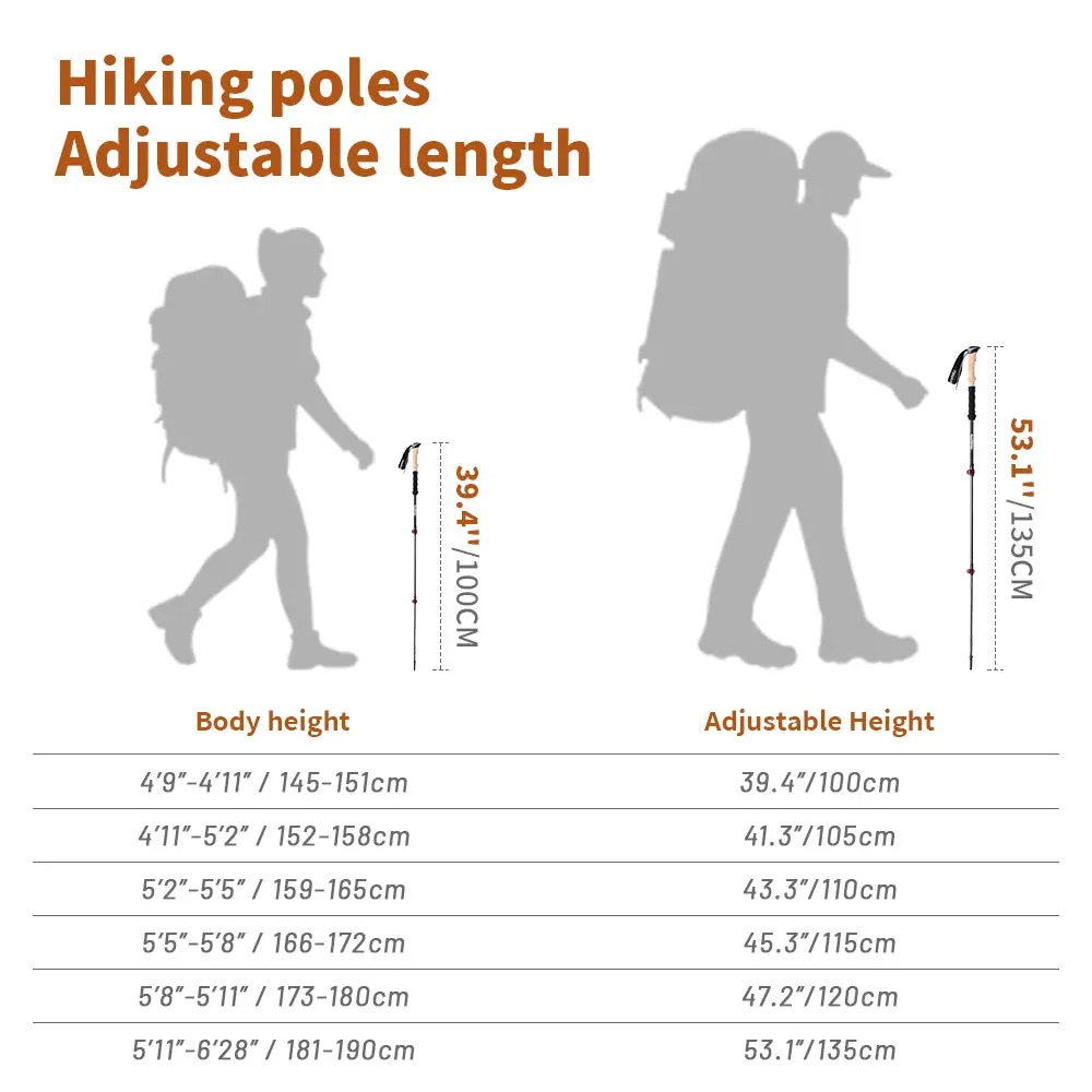 Carbon Fiber Collapsible Trekking Poles - Lightweight Telescopic Sticks for Walking, Hiking, and Climbing