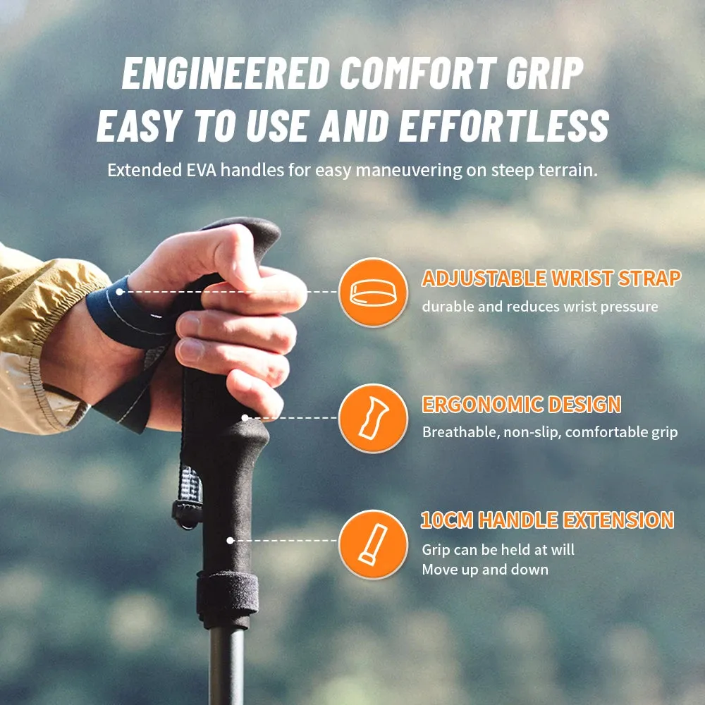 Carbon Fiber Trekking Poles - 7075 Aluminum Alloy, Five-Section Folding Walking Sticks for Climbing and Hiking