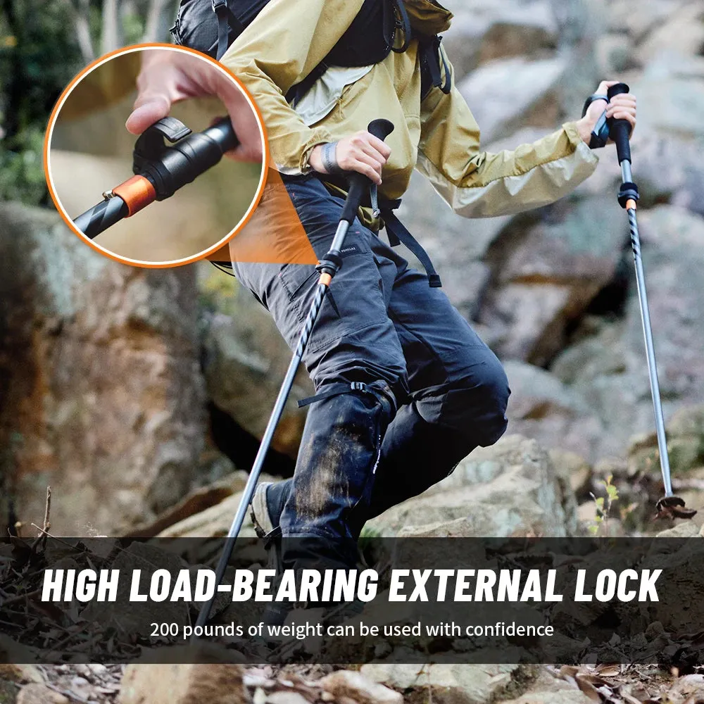 Carbon Fiber Trekking Poles - 7075 Aluminum Alloy, Five-Section Folding Walking Sticks for Climbing and Hiking