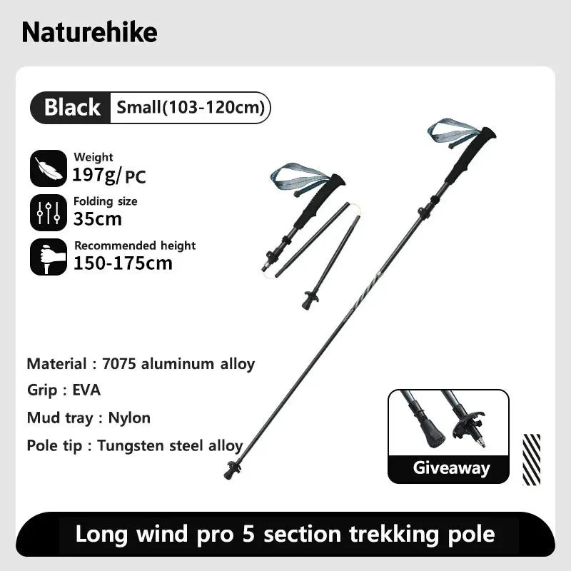 Carbon Fiber Trekking Poles - 7075 Aluminum Alloy, Five-Section Folding Walking Sticks for Climbing and Hiking