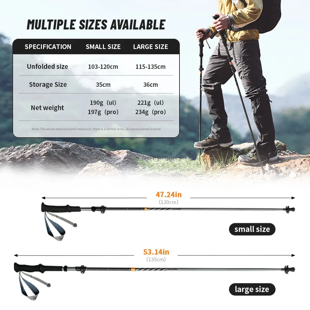 Carbon Fiber Trekking Poles - 7075 Aluminum Alloy, Five-Section Folding Walking Sticks for Climbing and Hiking