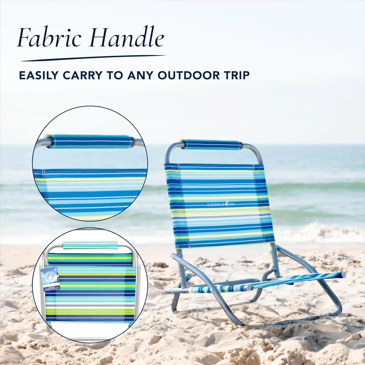 Caribbean Joe Folding Beach Chair, 1 Position Lightweight and Portable Foldable Outdoor Camping Accessories, Red