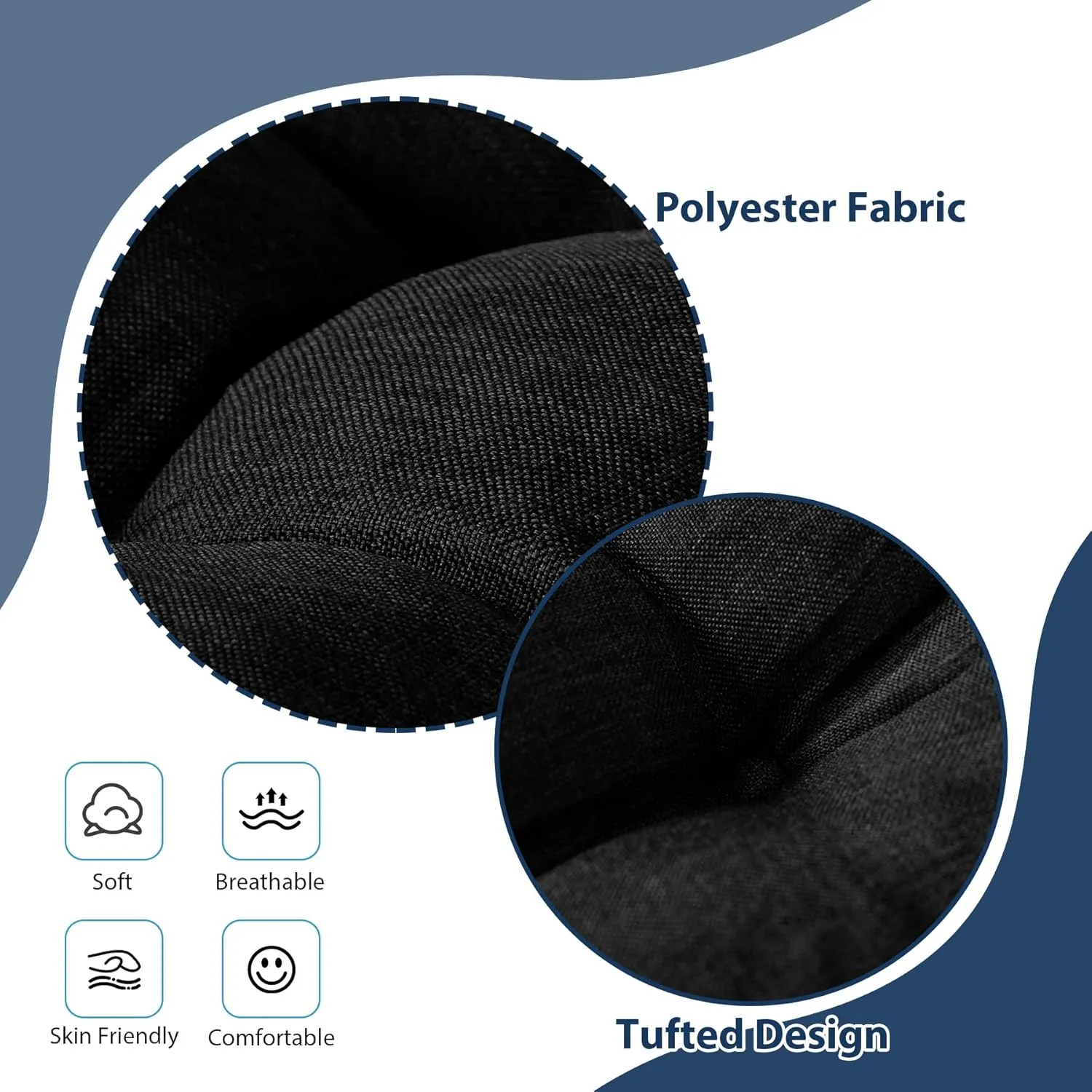 Chair Cushions for Dining Chairs, Seat Cushions for Kitchen Chairs, Indoor Seat Cushions with Ties, Tufted Foam Chair Pads, Non Slip Chair Cushions Set of 4, 15.5" x 15.5" x 4", Black