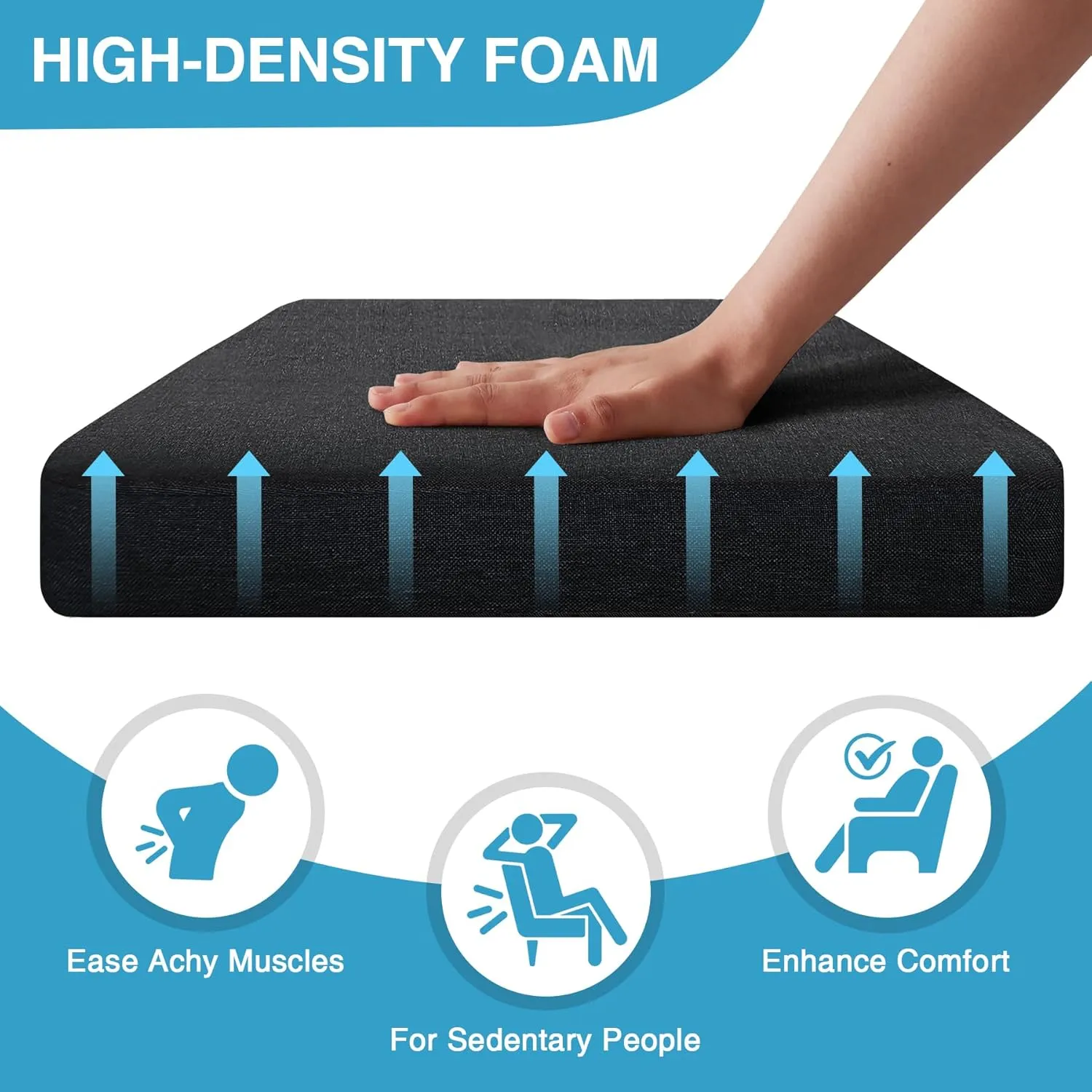 Chair Cushions for Dining Chairs Set of 4, Non Slip Kitchen Chair Pads, 17" x 16" x 2", Indoor Dining Chair Cushions with Ties, Seat Cushion for Kitchen Chairs, Chair Pads, Black