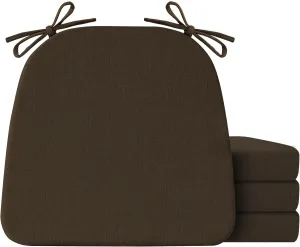 Chair Cushions for Dining Chairs Set of 4, Non Slip Kitchen Chair Pads, 17" x 16" x 2", Indoor Dining Chair Cushions with Ties, Seat Cushion for Kitchen Chairs, Chair Pads, Brown