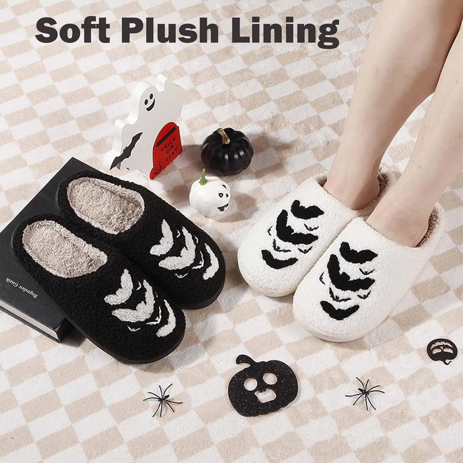 Christmas Slippers For Women Men Indoor Soft Warm Cotton Bedroom Reindeer Slippers House Memory Foam Slippers Cozy Fluffy Fall Winter Home Slippers