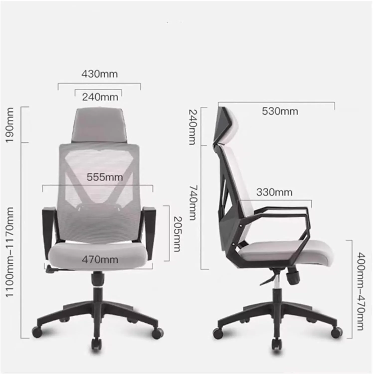 Classic Fashion Adjustable Swivel Office Chair Ergonomic Mid-Back Mesh Rolling Work Swivel Task Chairs with Wheels Study Conference ChairBackrest Desk Task Chair(Gris)