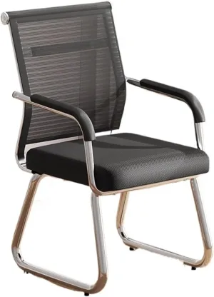 Classic Office Chair Comfortable Mesh Back Conference ChairChrome Plated Metal Base Home Office Study Chair Desk Task Chair(Black)