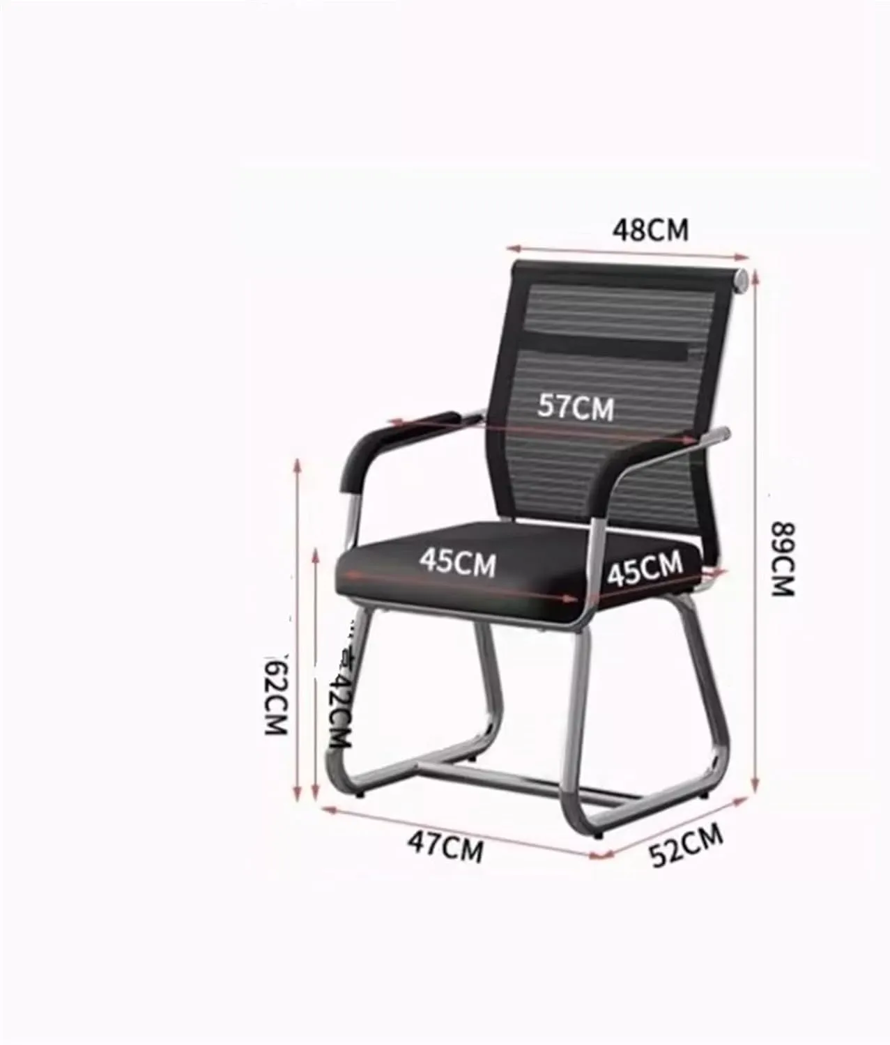 Classic Office Chair Comfortable Mesh Back Conference ChairChrome Plated Metal Base Home Office Study Chair Desk Task Chair(Black)