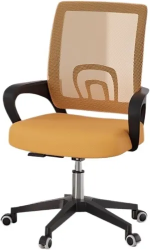 Classic Office Desk Chair Gaming-Ergonomic Mid Back Comfortable Cushion Lumbar Support Mesh Adjustable Swivel Rolling Home Executive Office Chair Desk Task Chair(Yellow)