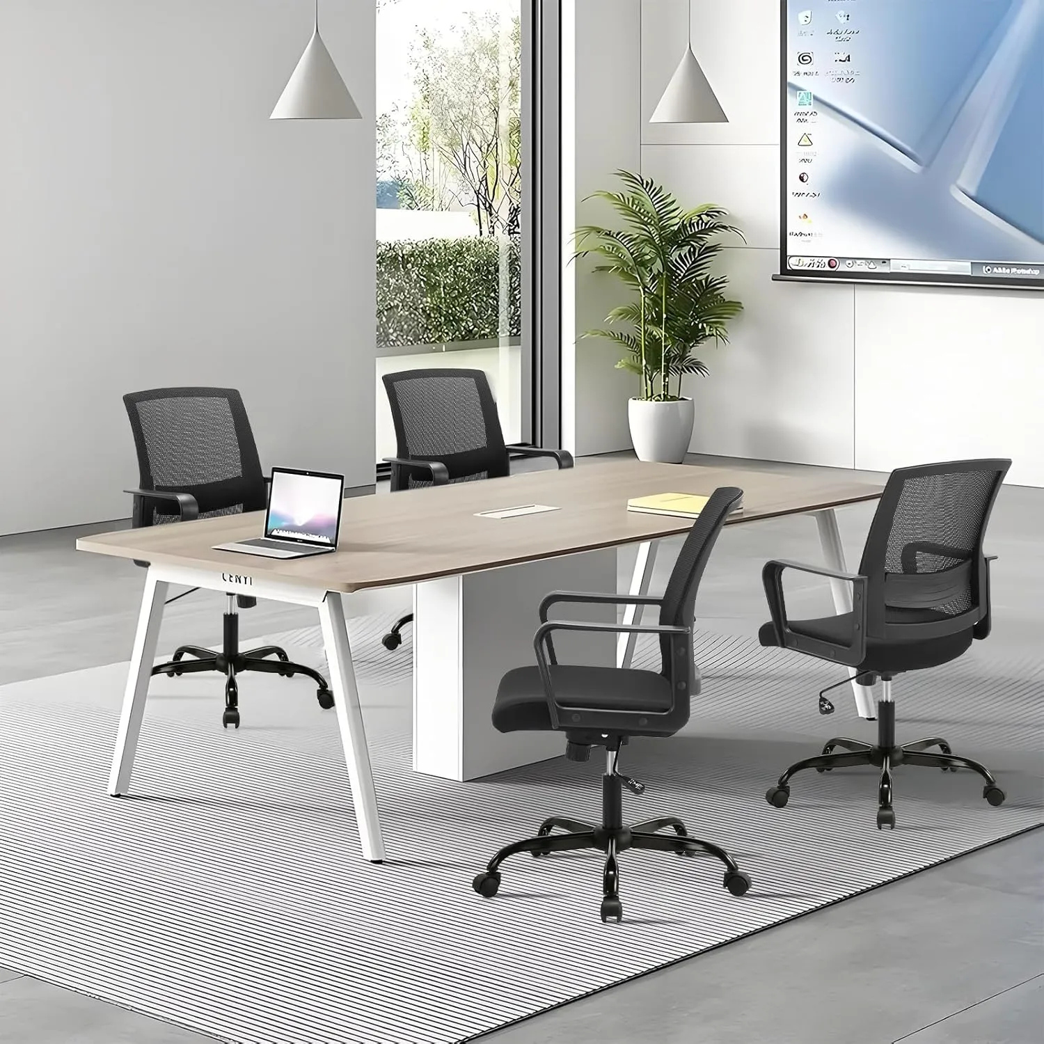 CLATINA Ergonomic Rolling Mesh Desk Chair with Executive Lumbar Support and Adjustable Swivel Design for Home Office Computer Black 4 Pack