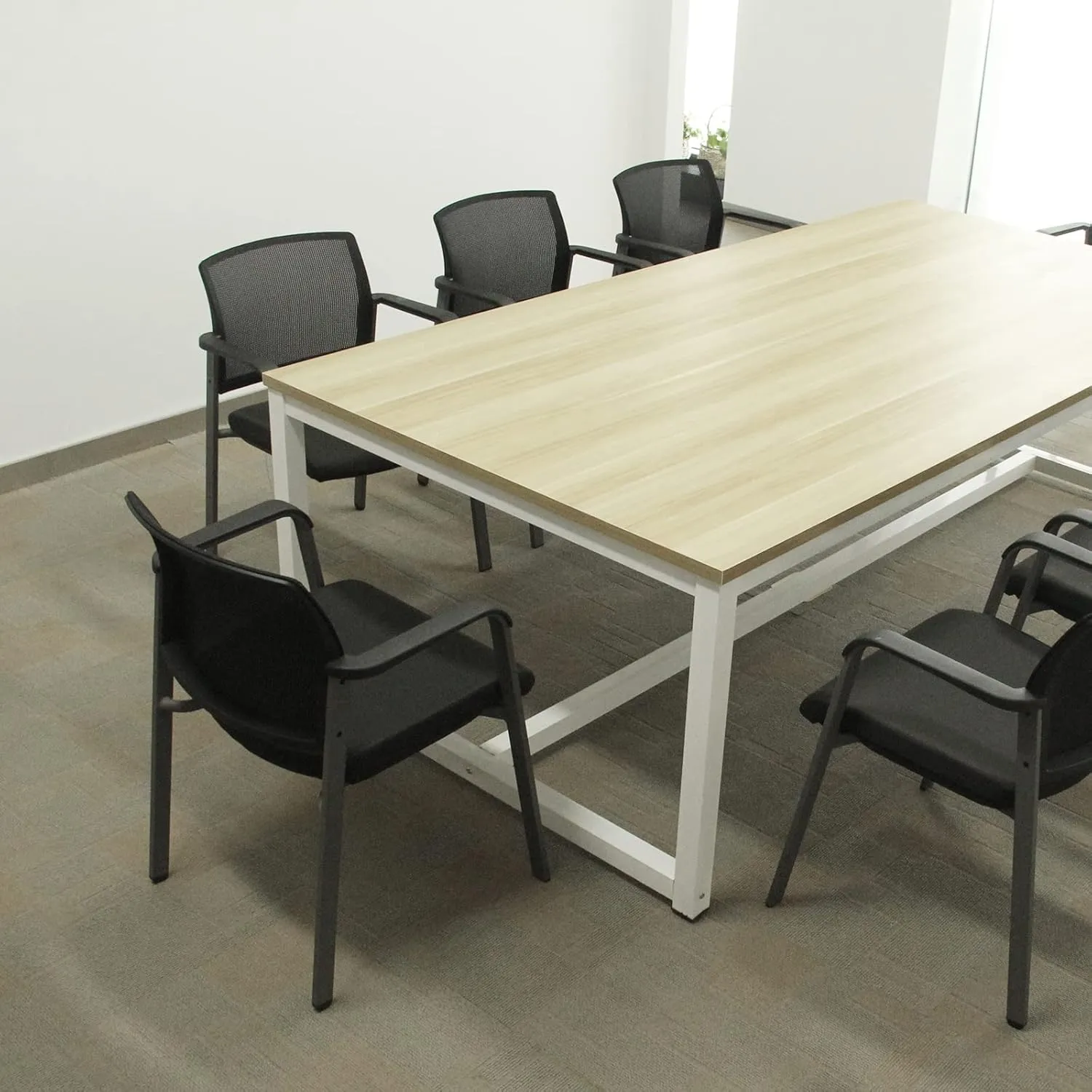 CLATINA No Wheels Conference Room Chairs Set of 8, Stackable Office Guest Reception Chair with Armrests, Mesh Back Waiting Room Chairs for Office, School, Lobby, Church, Black