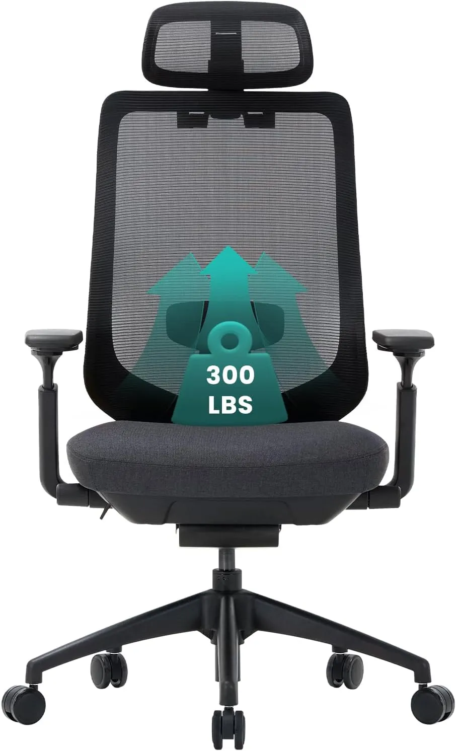 COLAMY Ergonomic Office Chair, Mesh Office Chair, High Back Office Chair, Computer Executive Desk Chair Lumbar Support with Adjustable Headrest and 4D Arms, Slide Seat, Tilt Lock-Black