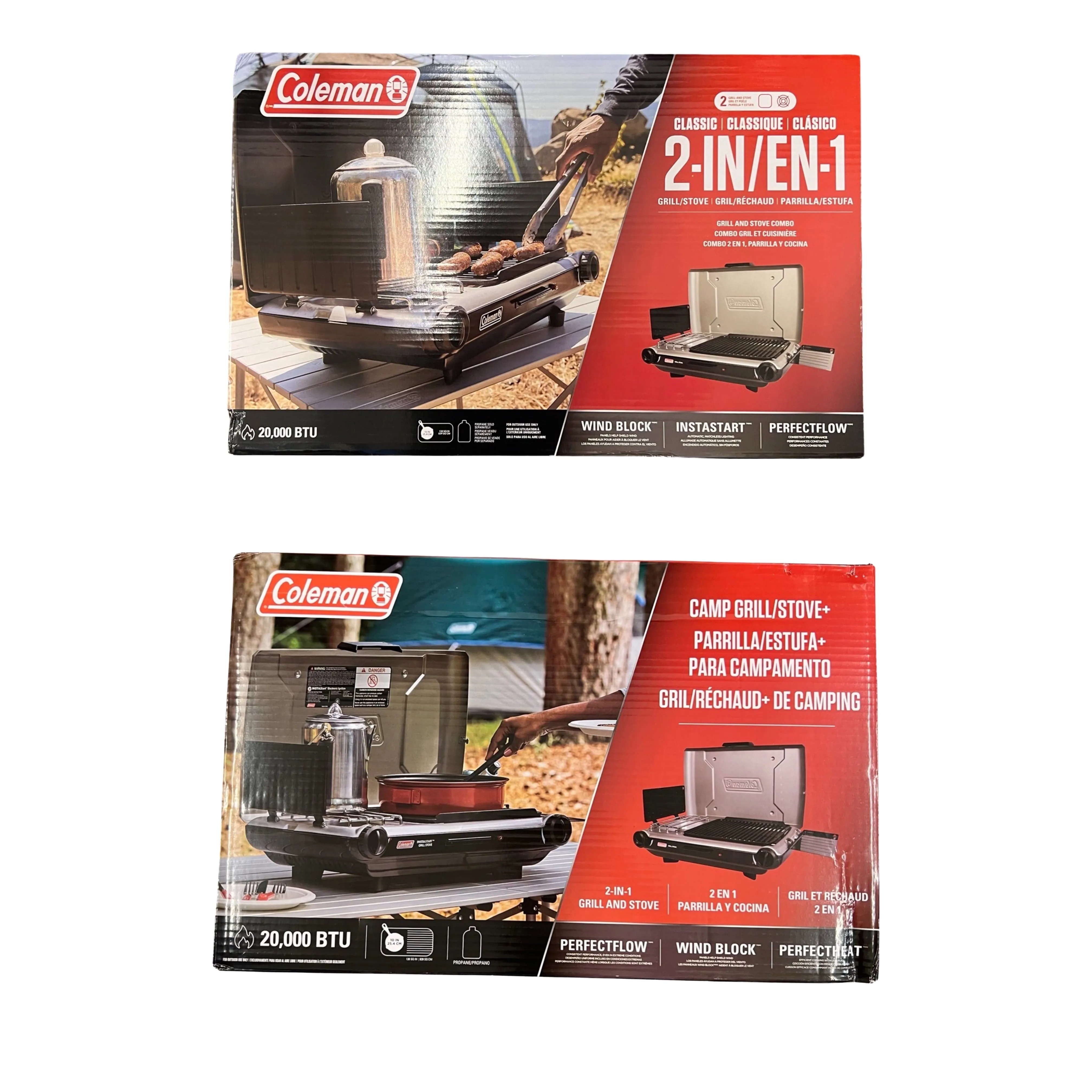 Coleman® Tabletop Propane Gas Camping 2-in-1 Grill/Stove 2-Burner, Gray, 2000038016