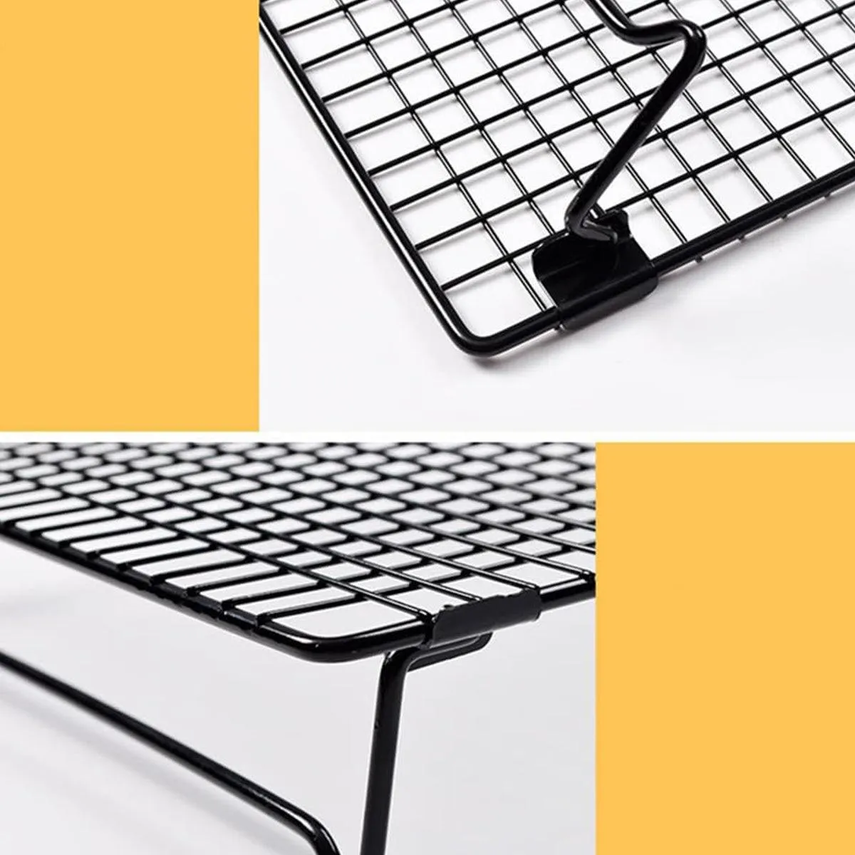 Collapsible Black Mesh Cake Cooling Rack Foldable Baking Tray for Kitchen Use