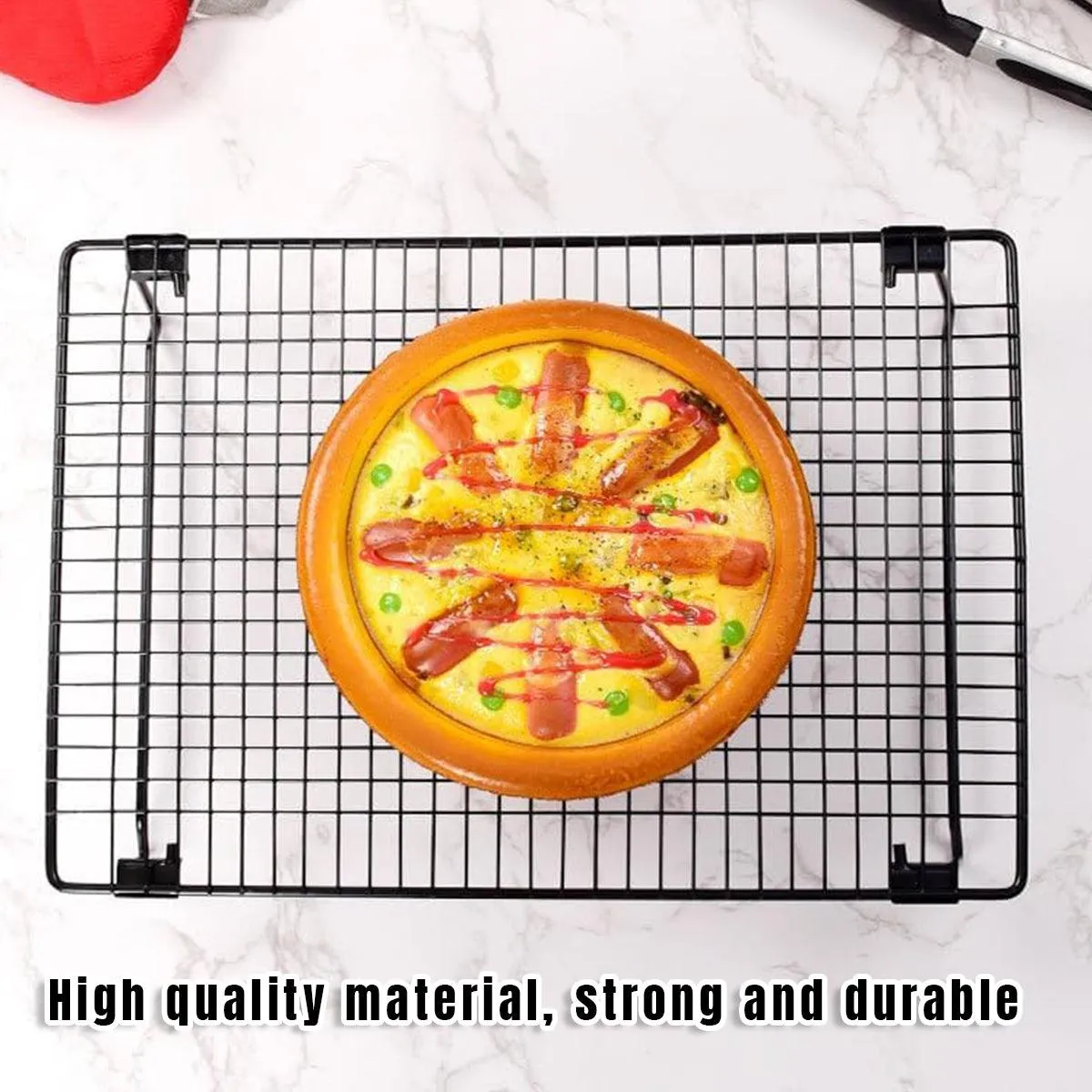 Collapsible Black Mesh Cake Cooling Rack Foldable Baking Tray for Kitchen Use