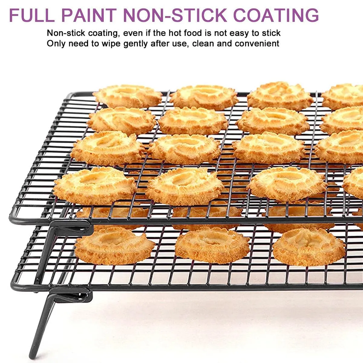 Collapsible Black Mesh Cake Cooling Rack Foldable Baking Tray for Kitchen Use