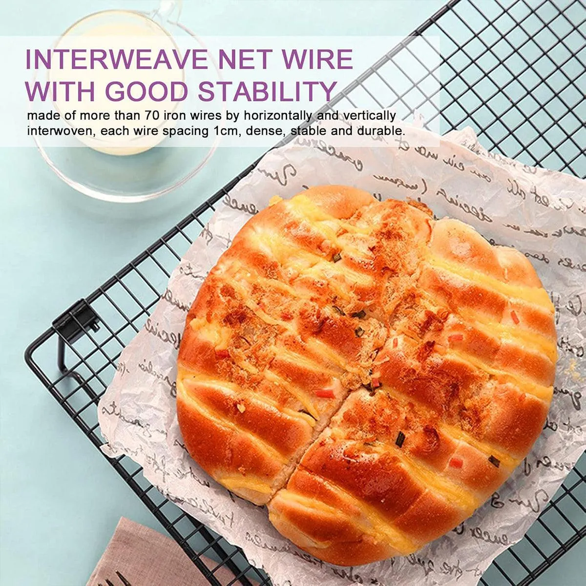 Collapsible Black Mesh Cake Cooling Rack Foldable Baking Tray for Kitchen Use