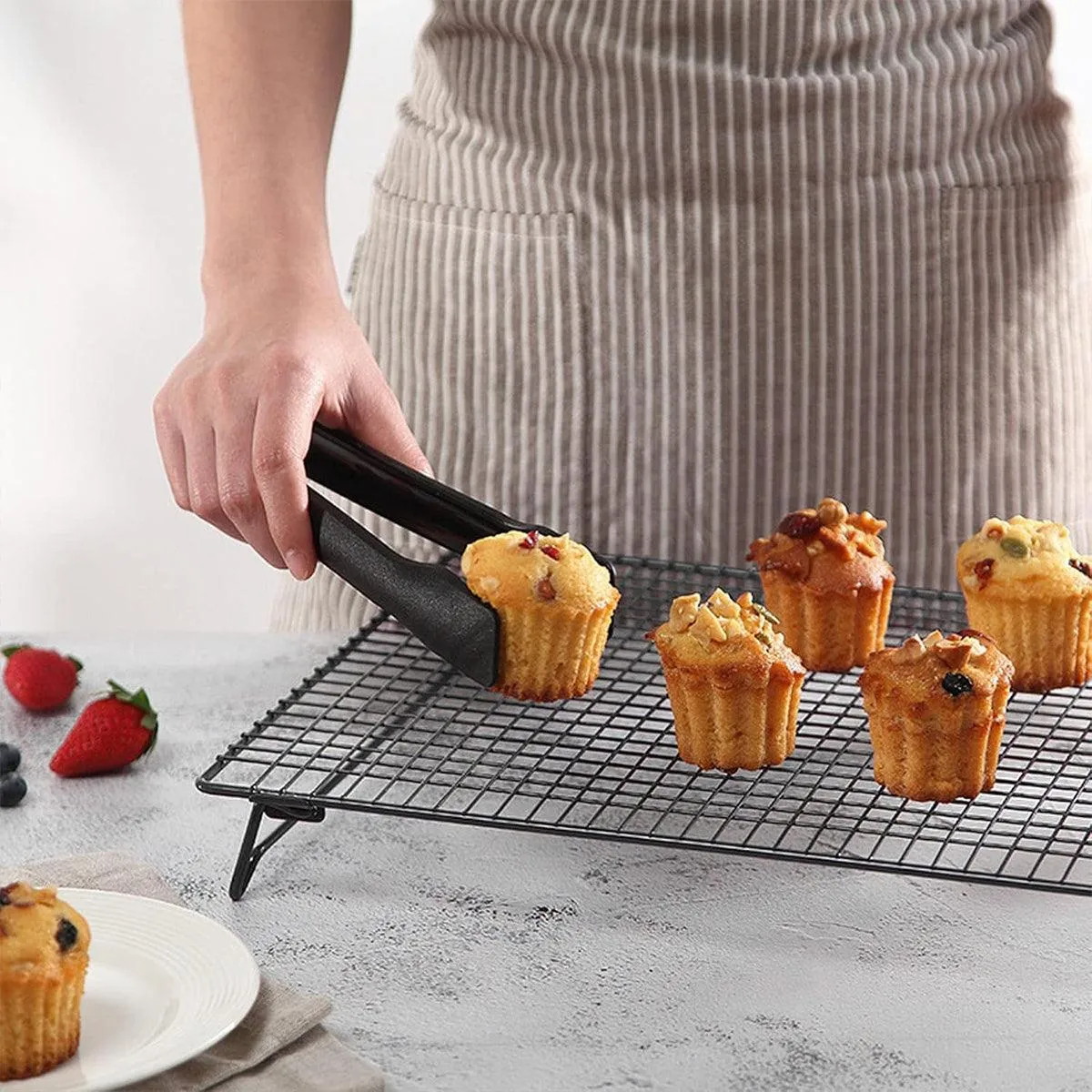 Collapsible Black Mesh Cake Cooling Rack Foldable Baking Tray for Kitchen Use