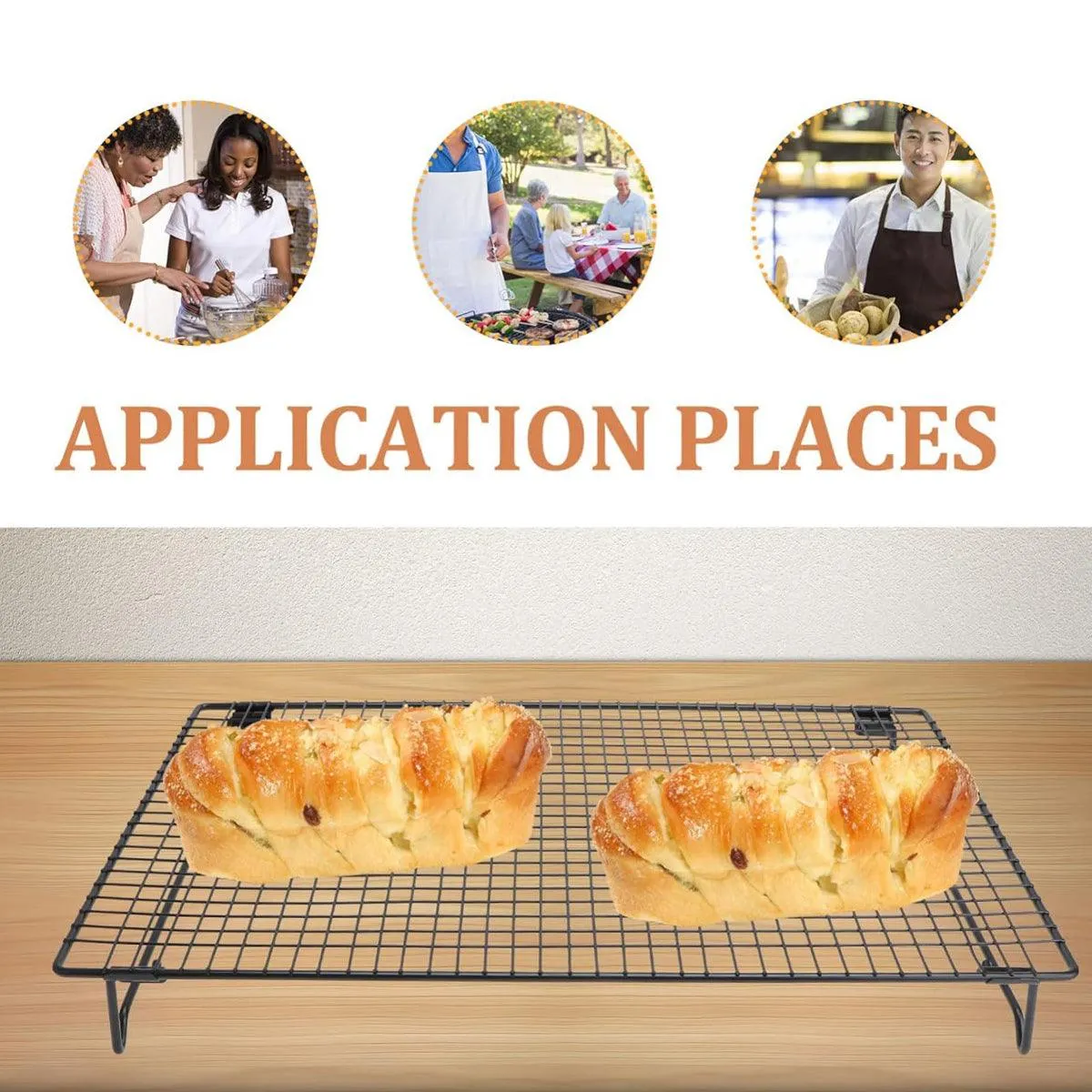 Collapsible Black Mesh Cake Cooling Rack Foldable Baking Tray for Kitchen Use
