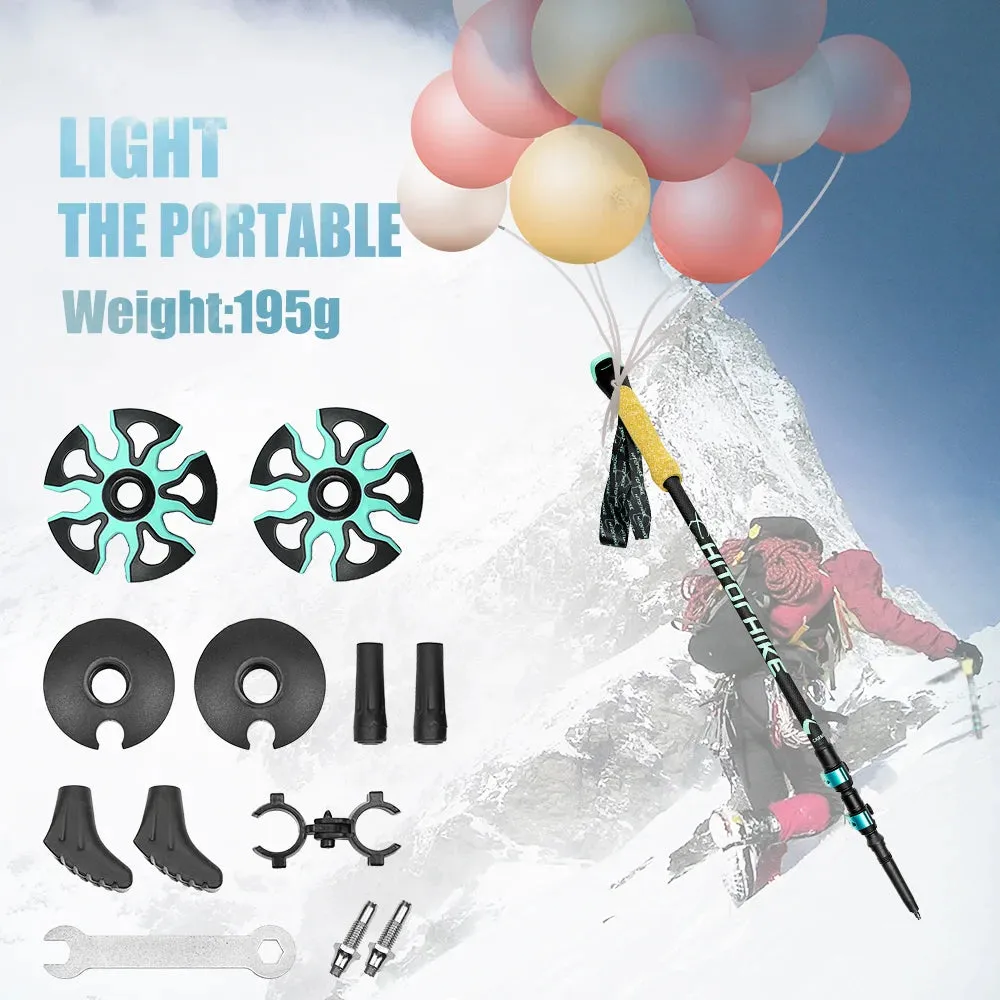 Collapsible Carbon Fiber Trekking Poles: Lightweight Telescopic Sticks for Walking, Hiking, and Climbing