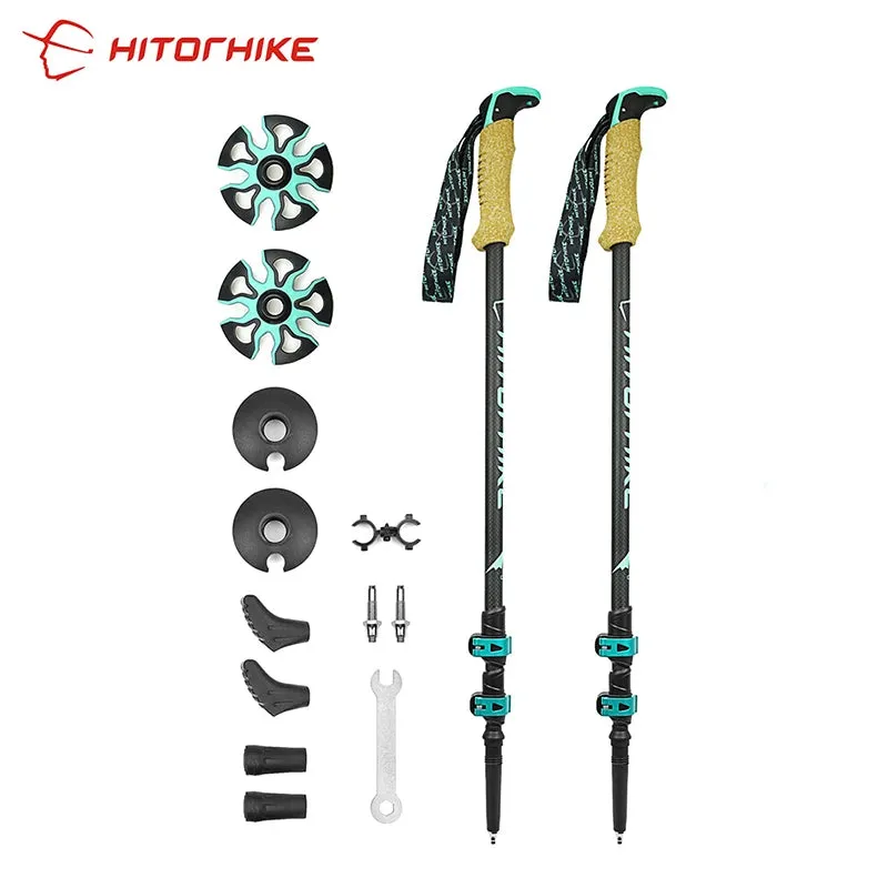 Collapsible Carbon Fiber Trekking Poles: Lightweight Telescopic Sticks for Walking, Hiking, and Climbing