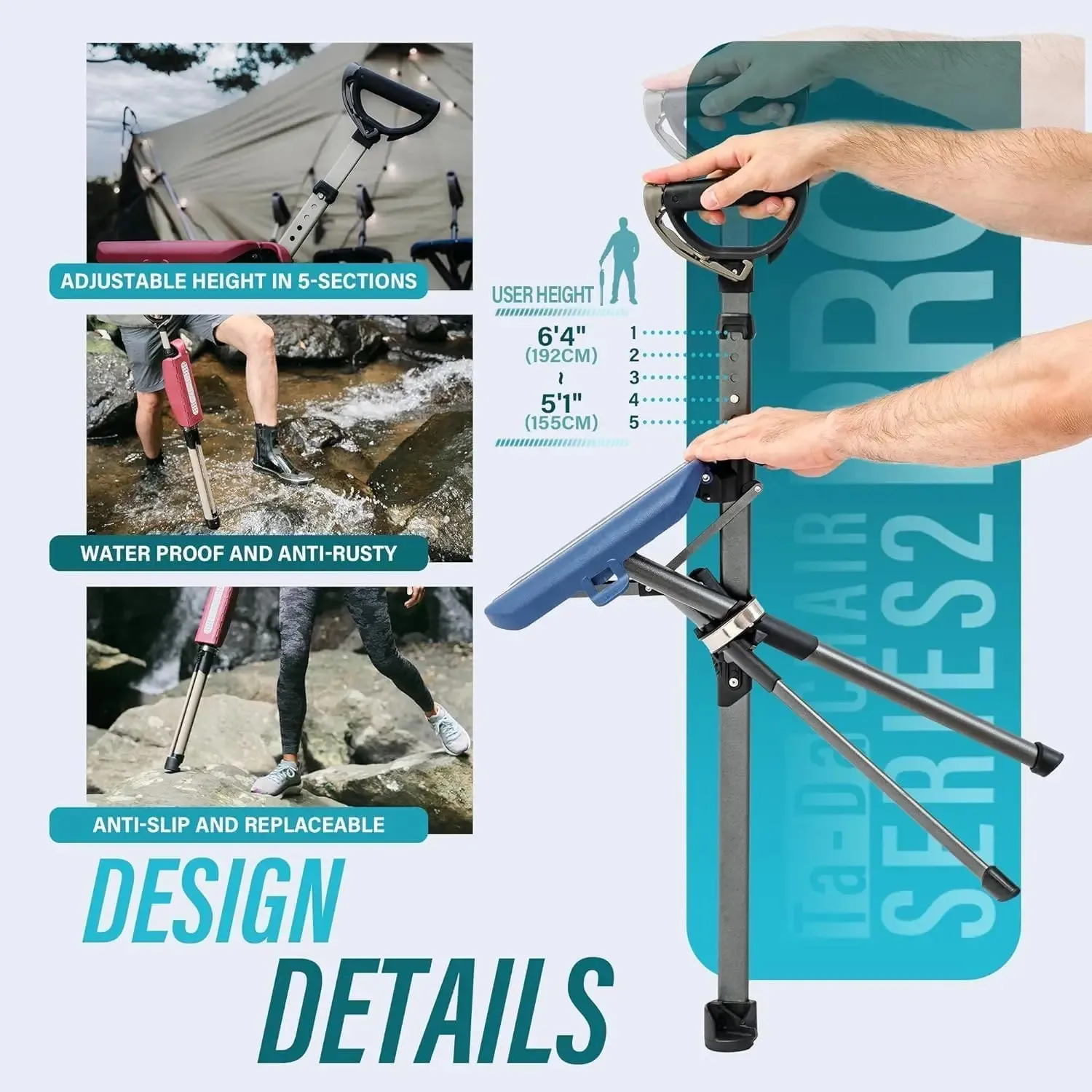 Combination Hiking Stick/Folding Chair