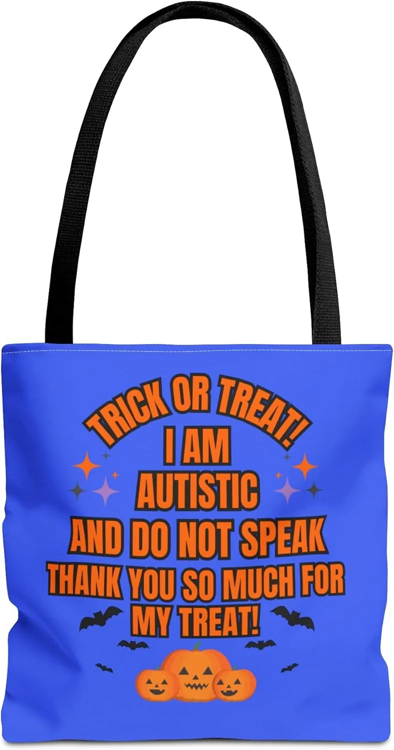 Copy of Autism Non-Verbal Blue Trick or Treat Halloween Tote Bag, Inclusion Special Needs Bag, Sped Ed, Autism Halloween Bag