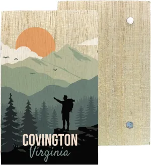 Covington Virginia 2" x 3" Wooden Fridge Magnet Hiking Design Camping Souvenir 4 Pack