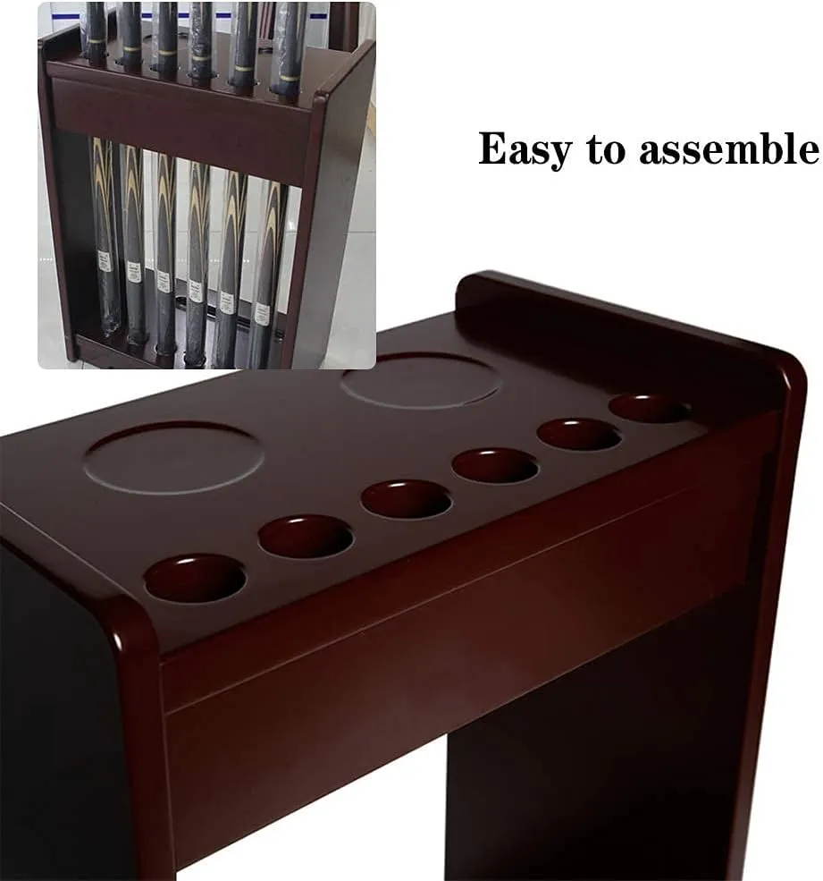 Cues Rack - Pool Stick Holder,Holds Up to 6 Cues Pool Cue Rack,Solid Hardwood,Ball Cue Stand,Space Saving Organizer for Fishing Rod, Hiking Poles,Ski Poles