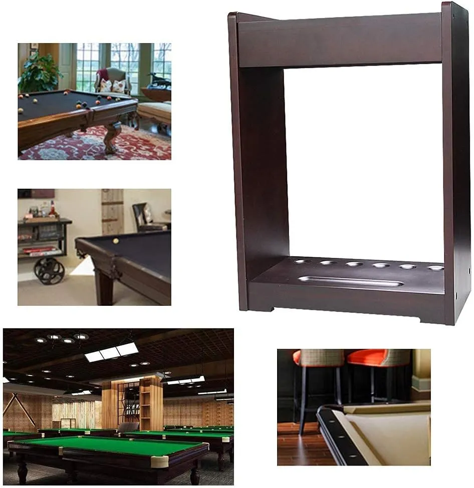 Cues Rack - Pool Stick Holder,Holds Up to 6 Cues Pool Cue Rack,Solid Hardwood,Ball Cue Stand,Space Saving Organizer for Fishing Rod, Hiking Poles,Ski Poles