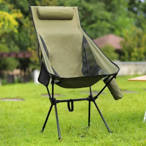 DELURA Folding Chair Camping Chair, Lightweight Camping Chair with Pillow, Side Pockets, Cup Pockets, Recliner for Outdoor Travel Sports Games Lawn Concerts Backyard (Color : C)