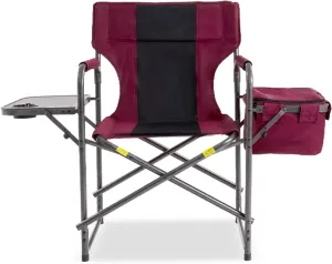 Director Camping Chair with Cooler Bag & Foldable Side Tray - 400lbs Heavy Duty Outdoor Folding Lawn Chair, Portable Camp Chair for Backyard, Fishing, Beach (Wine Red)