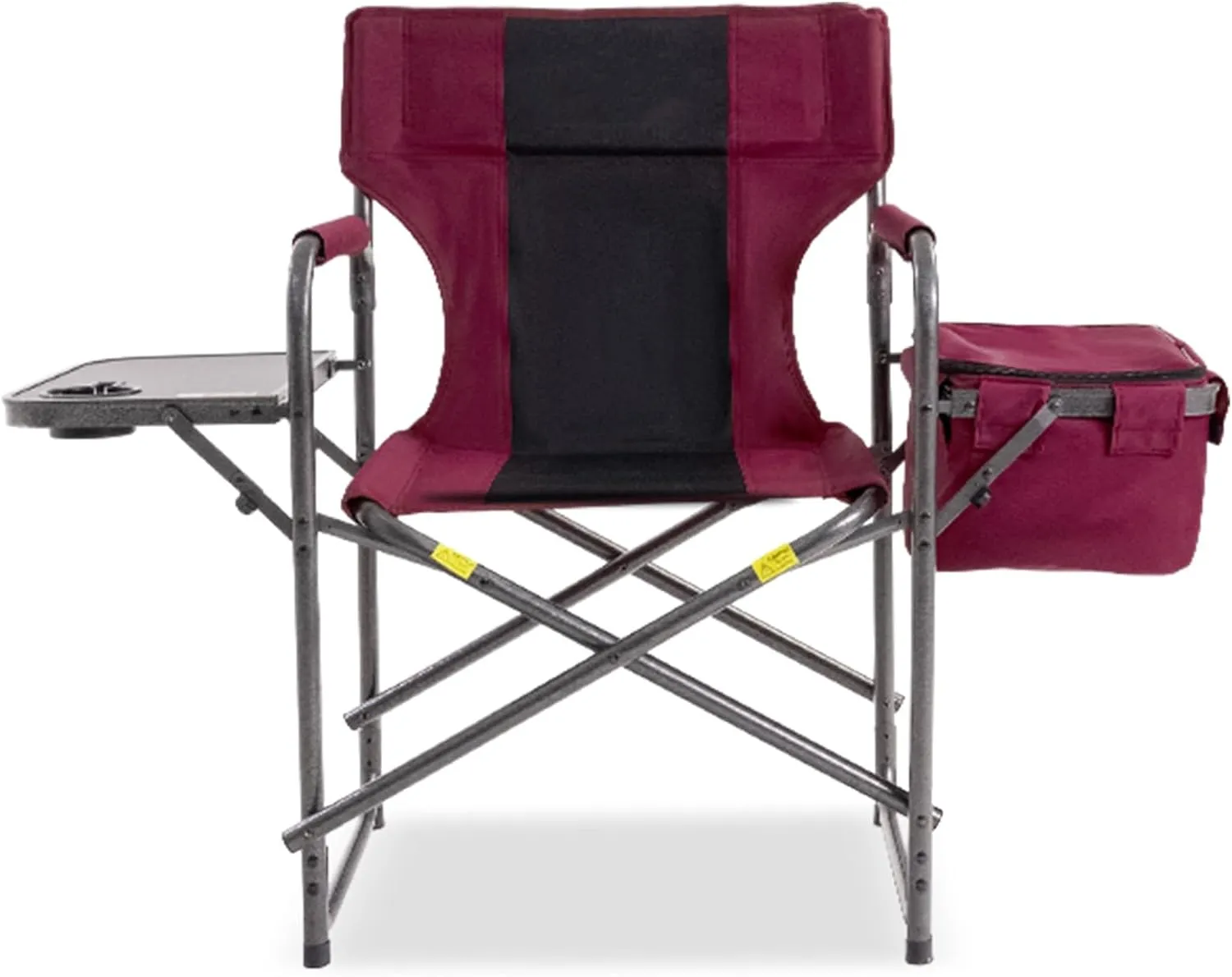 Director Camping Chair with Cooler Bag & Foldable Side Tray - 400lbs Heavy Duty Outdoor Folding Lawn Chair, Portable Camp Chair for Backyard, Fishing, Beach (Wine Red)