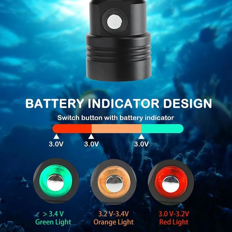 Diving lights with Battery and Charger, Rechargeable Underwater Flashlight
