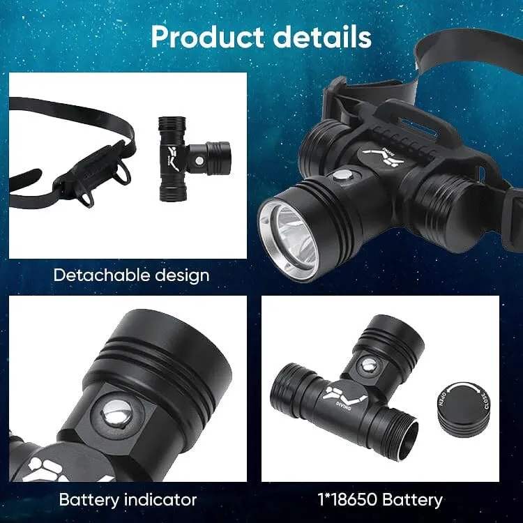 Diving lights with Battery and Charger, Rechargeable Underwater Flashlight