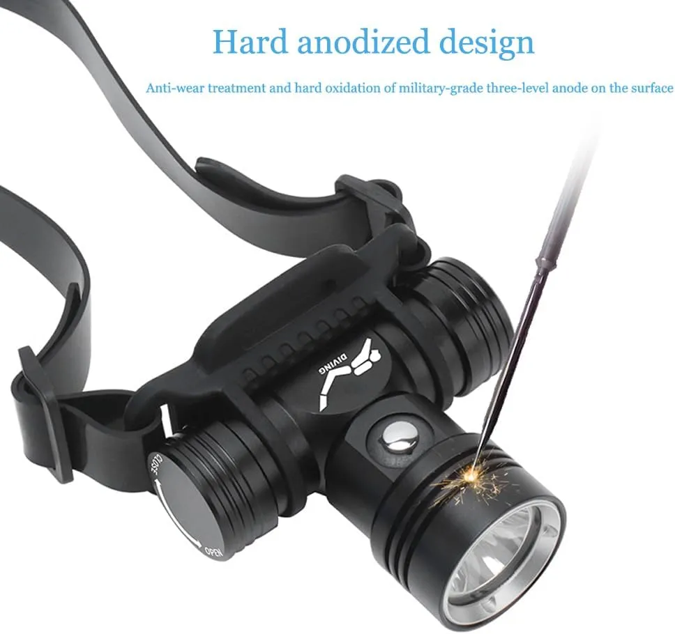 Diving lights with Battery and Charger, Rechargeable Underwater Flashlight