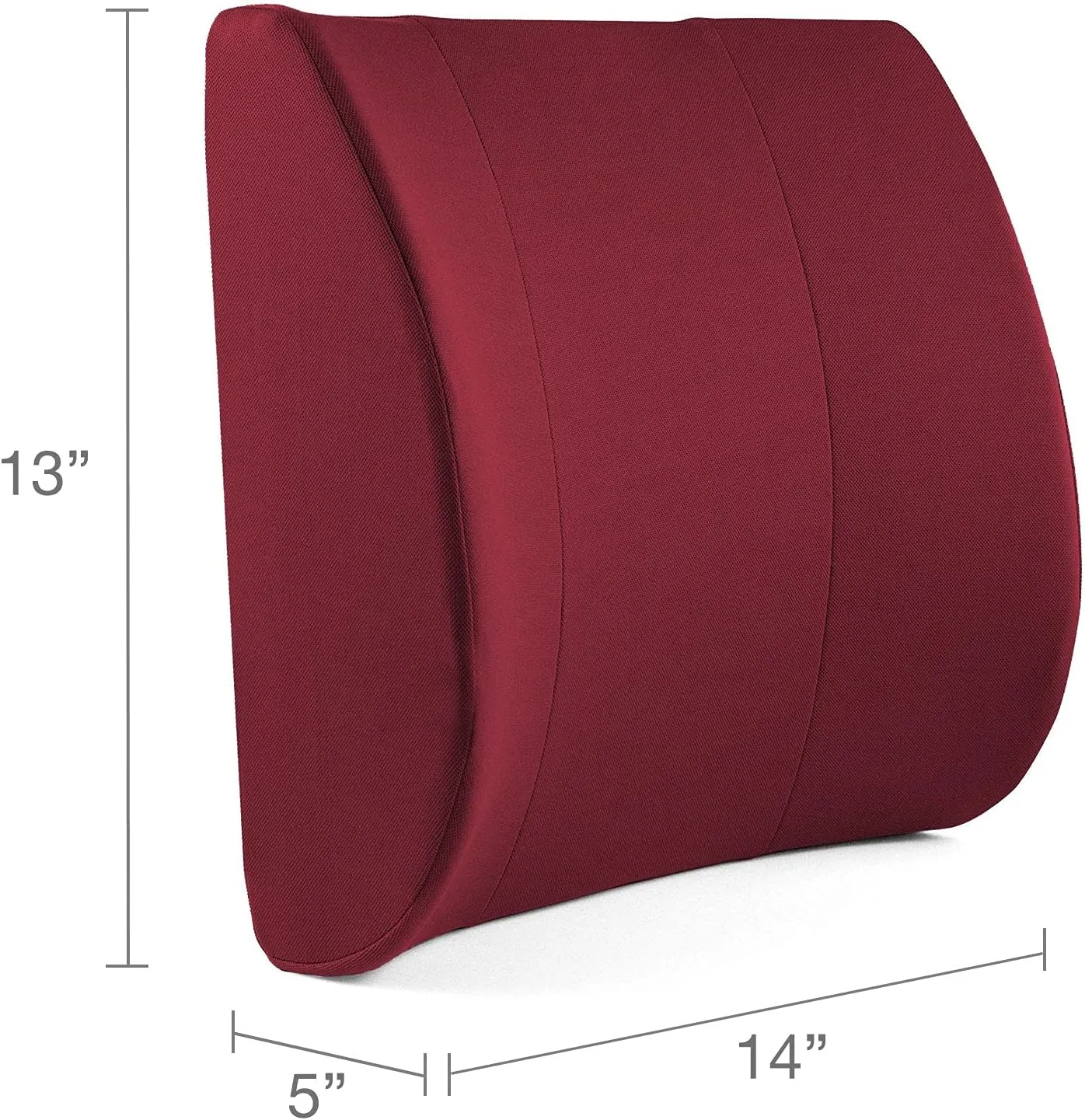 DMI Lumbar Support Pillow for Chair to Assist with Back Support with Removable Washable Cover and Firm Insert to Ease Lower Back Pain while Improving Posture,14 x 13 x 5,Contoured Foam,Elite,Burgundy