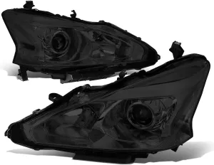 DNA Motoring HL-OH-NA13-SM-CL1 Smoke Lens Clear Side Projector Headlights Replacement For 13-15 Altima Sedan
