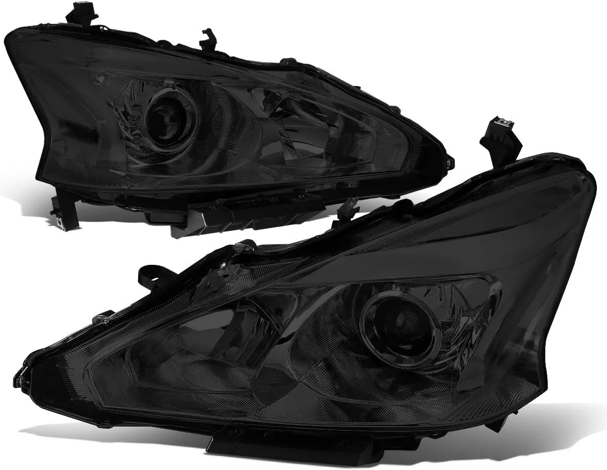 DNA Motoring HL-OH-NA13-SM-CL1 Smoke Lens Clear Side Projector Headlights Replacement For 13-15 Altima Sedan