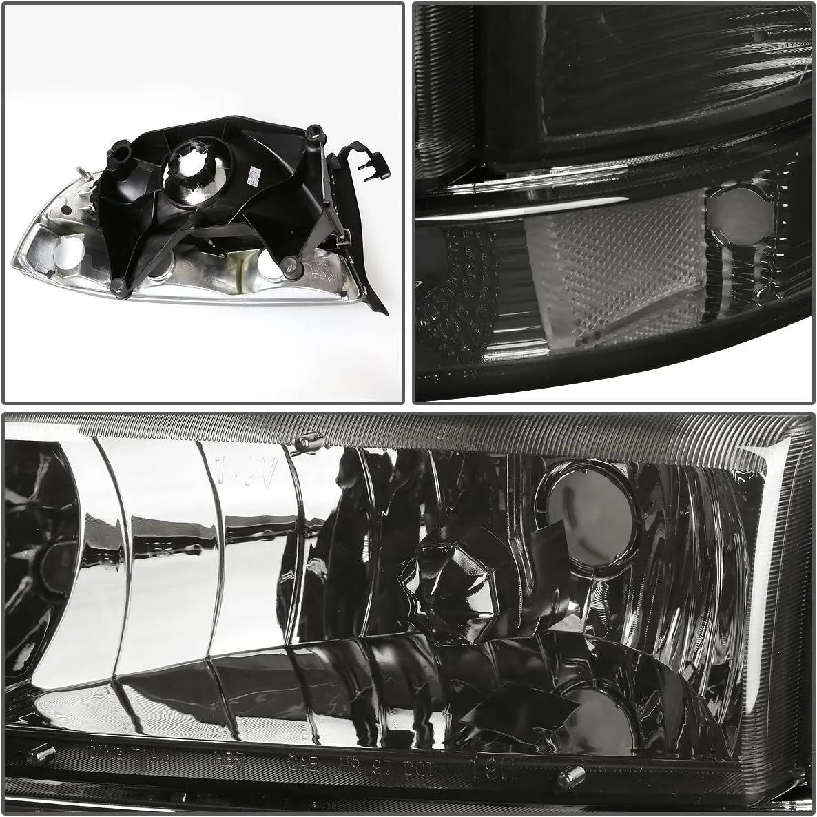 DNA MOTORING Pair Headlights Compatible with 97-04 Dodge Dakota / 98-03 Durango, Driver & Passenger Side, Smoke/Clear, HL-OH-DD974P-SM-CL1
