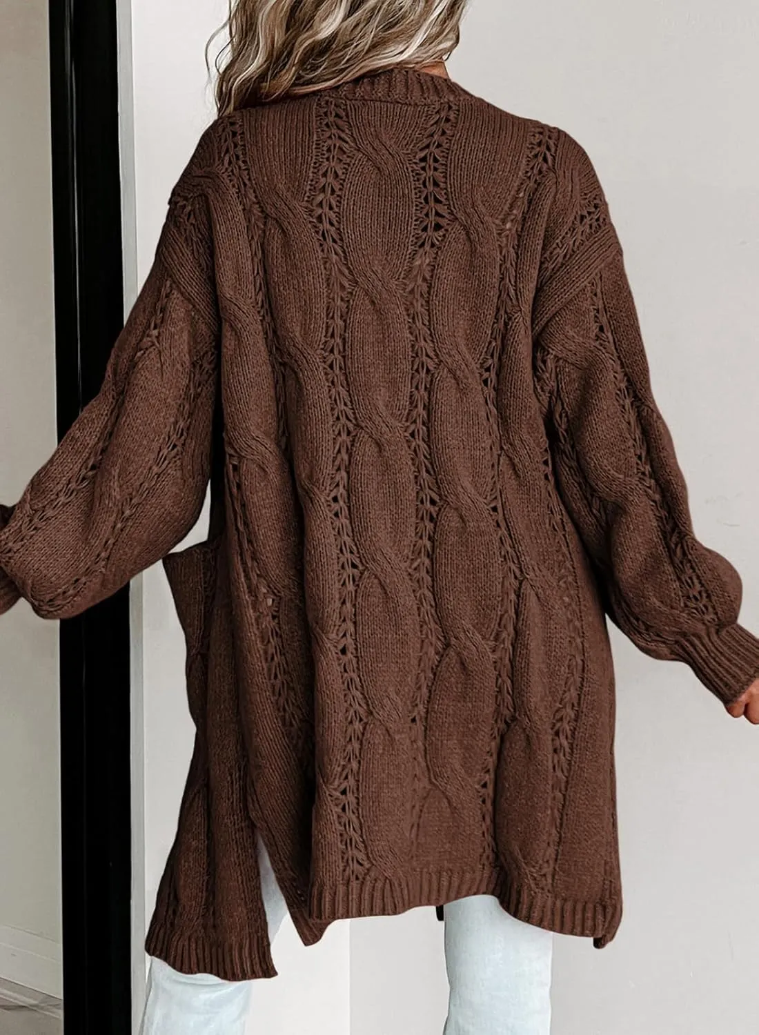 Dokotoo Long Cardigans for Women Open Front Long Sleeves Lightweight Fall Sweaters with Pockets