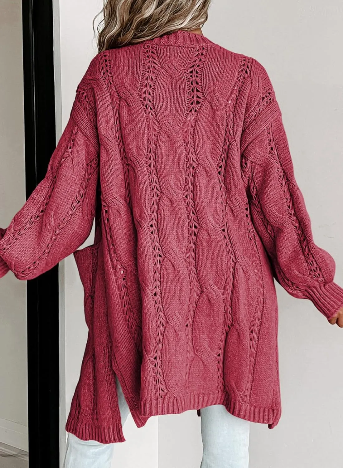 Dokotoo Long Cardigans for Women Open Front Long Sleeves Lightweight Fall Sweaters with Pockets