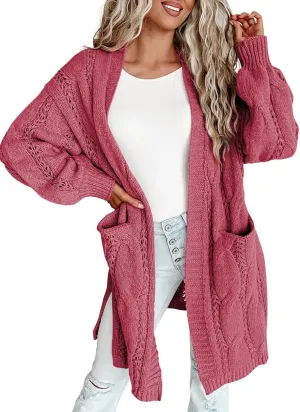 Dokotoo Long Cardigans for Women Open Front Long Sleeves Lightweight Fall Sweaters with Pockets