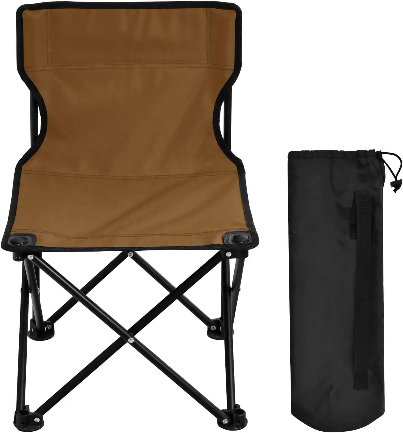 DOMIKING Brown Kids' Portable Camping Chairs for Outdoor Fishing Chair with Carry Bag Folding Chair for Hiking Camping Travel
